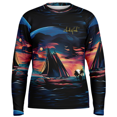 Chokefish™ Long Sleeve Every Day All Weather Trees&Boats Shirt Men's-013